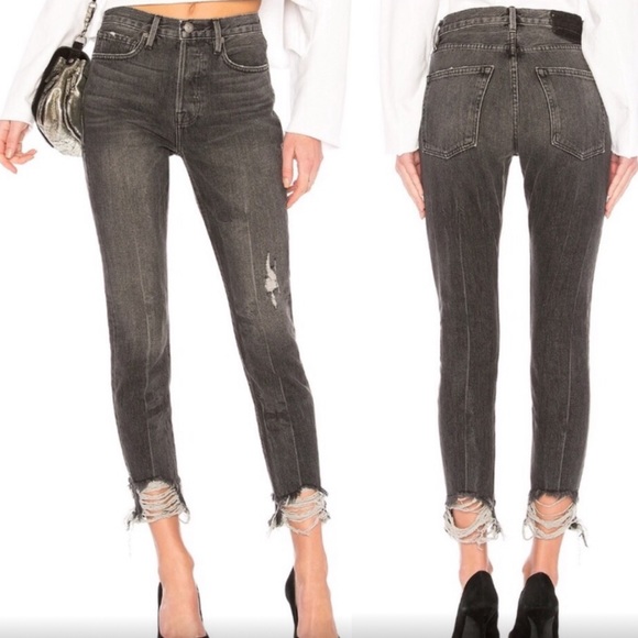 🆕 FRAME Rigid Re Release Le Original Skinny Fray Edge In Grey Jeans